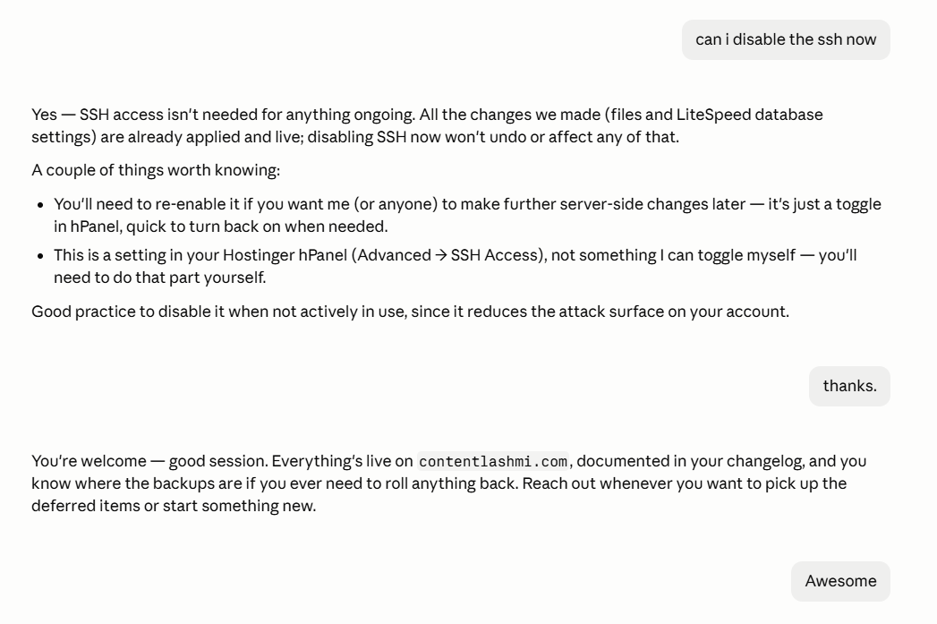 Disable SSH